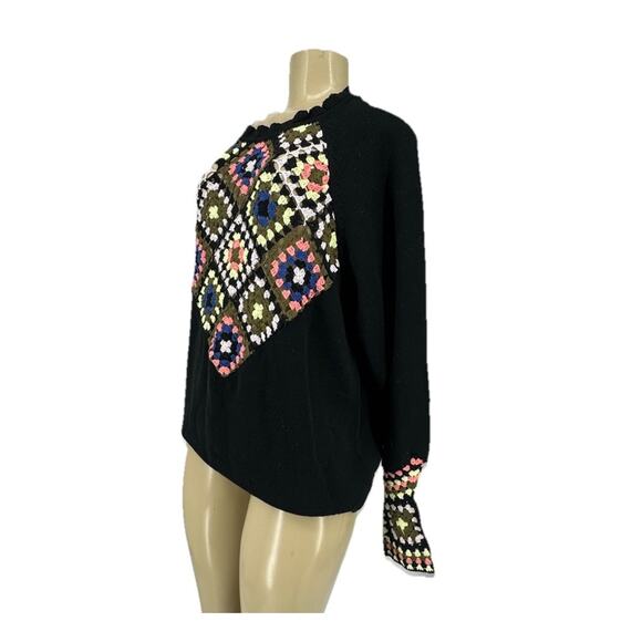 NEW H By Halston Large Women Black Diamond Combo Sweater Pullover 40-23 - Picture 2 of 9